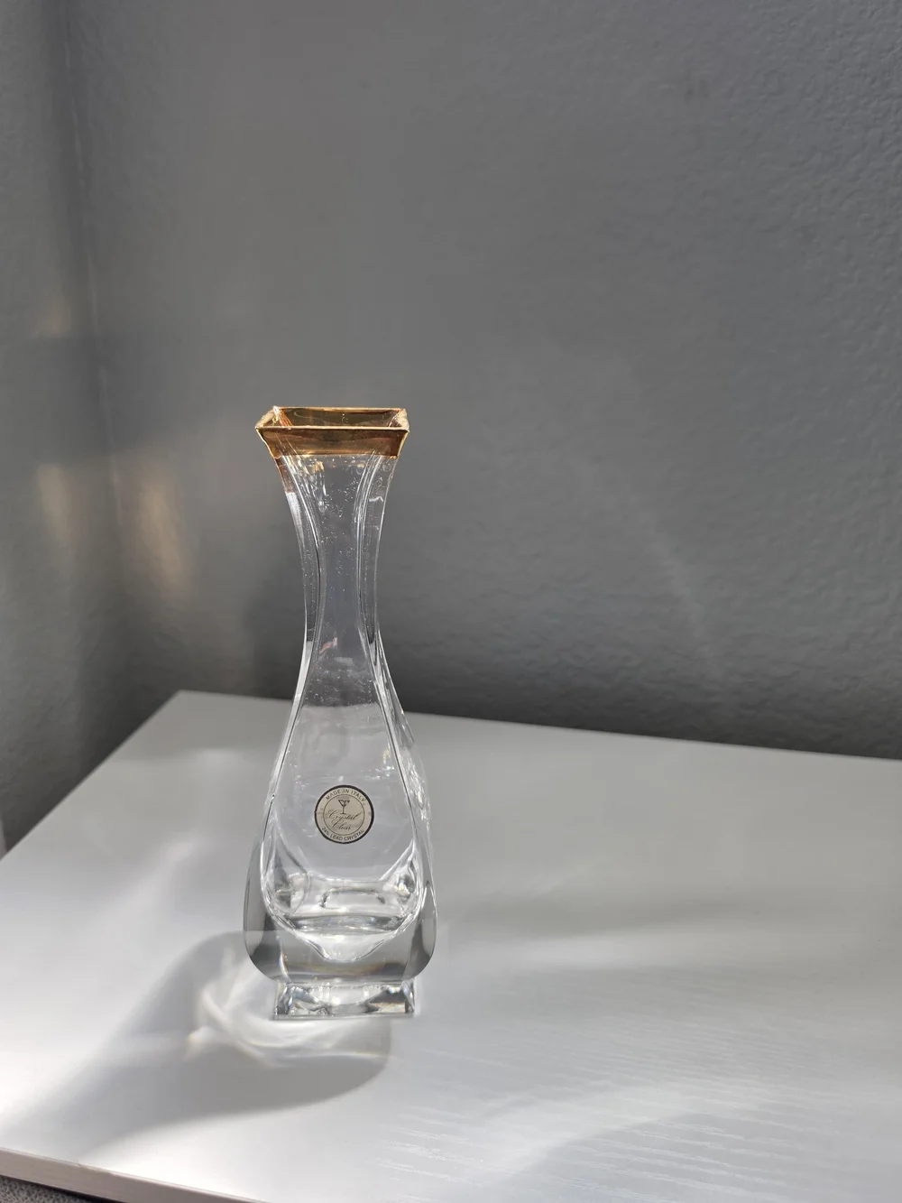 Vintage Italian Royal Crystal Bud Vase with Gold Rim